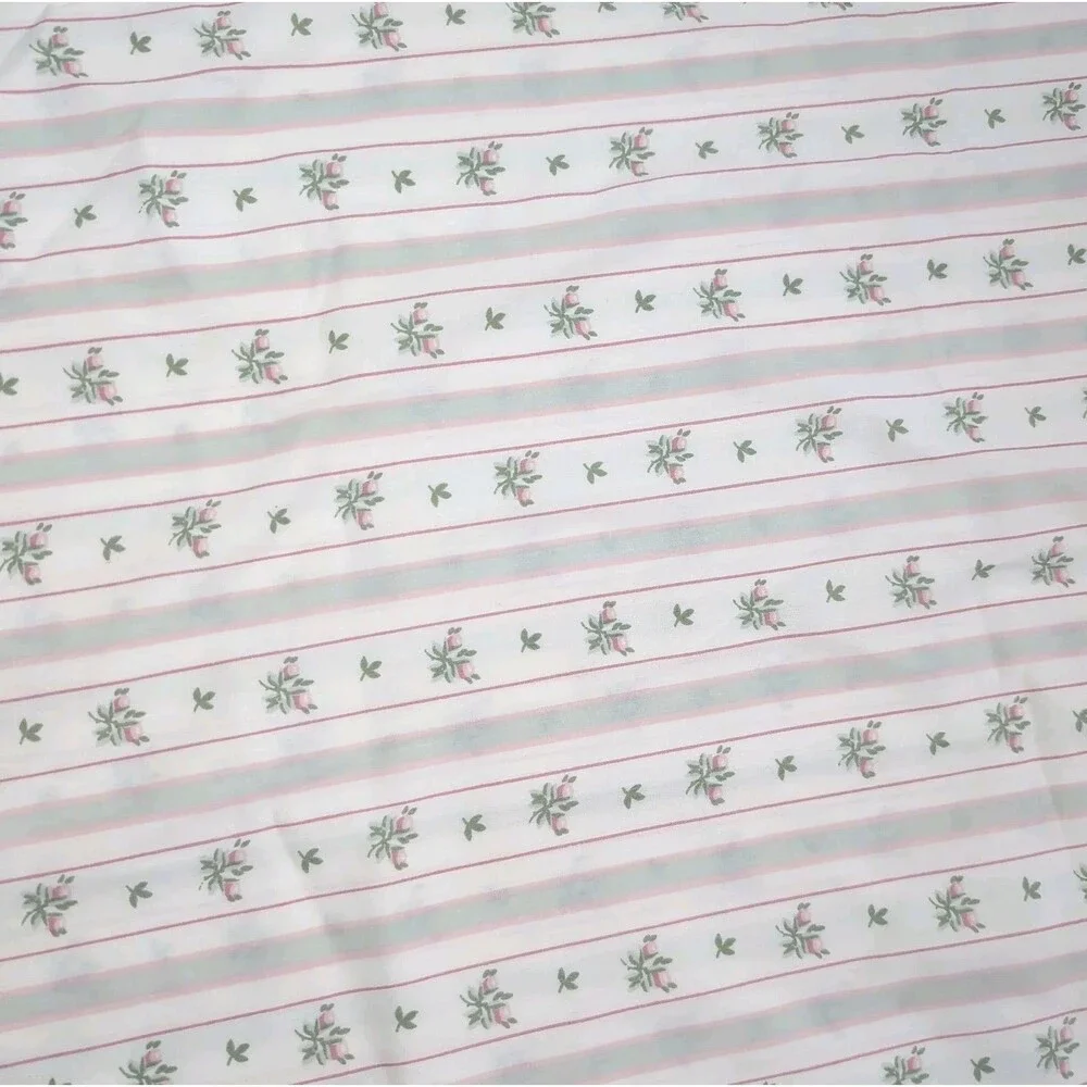 Vintage Lady Pepperell Queen Sheet Set Sweet Lizzie Ditsy Floral Stripe Cottage